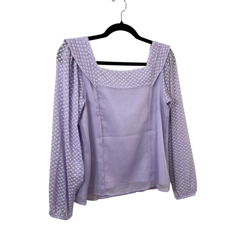 Banana Republic Lavender Swiss Dot Textured Top Cottagecore Coquette NWT XS